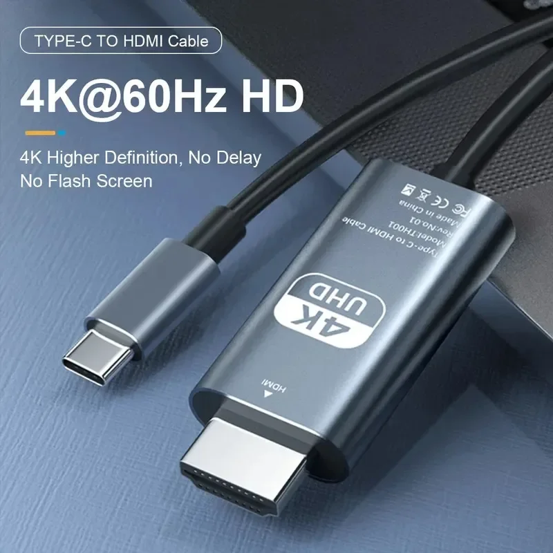 4K USB C až HDMI kábel typu C 30/60Hz Hliníkový vysokorýchlostný adaptér kábel pre iPhone 15 TV TV MacBook iPad Samsung NAPOHOP