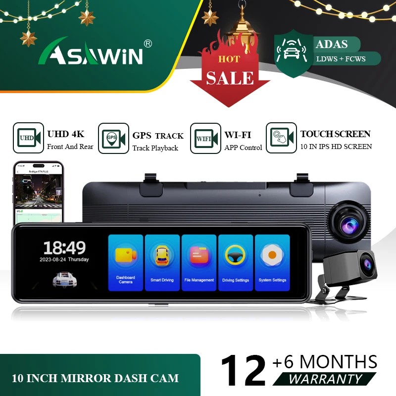 4K WiFi Dash Cam GPS ADAS Car Camera 10 