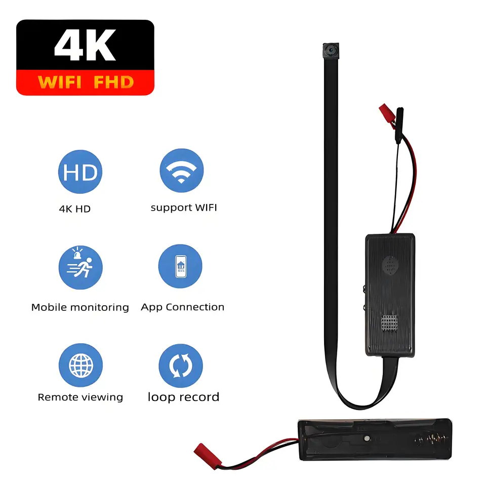 4KFHD, miniatúrna kamera WiFi, podporuje diaľkové prezeranie aplikácií, detekciu pohybu, úložisko slučky, prenosný 1080p malý fotoaparát