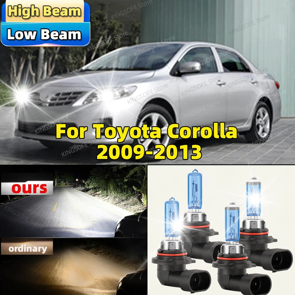4ks 100 W halogén Canbus 6500k CAR Svetlomet HB3 HB4 High Low Beam pre Toyota Corolla 2009 2010 2011 2012 2013 Predná žiarovka
