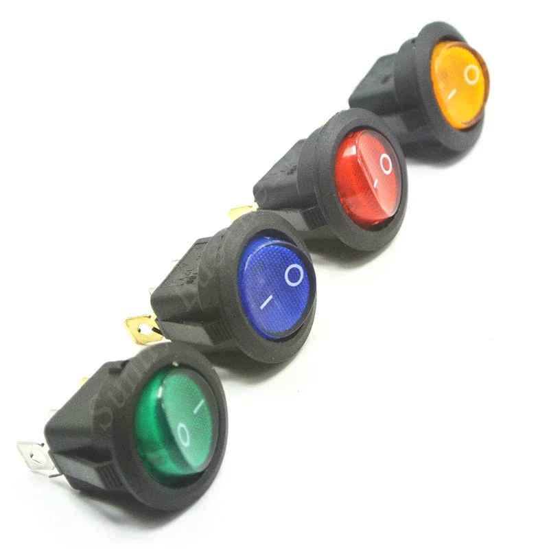 4ks 3 PIN 6,3 mm terminály 12V 24V 220V Univerzálne LED osvetlené tlačidlo Tlačidlo TLAČIDLA SPLUTKA SPLAČKA ZAPNUTIE ZAPNUTÉ/OFPORNÉ ZAPOJENIE