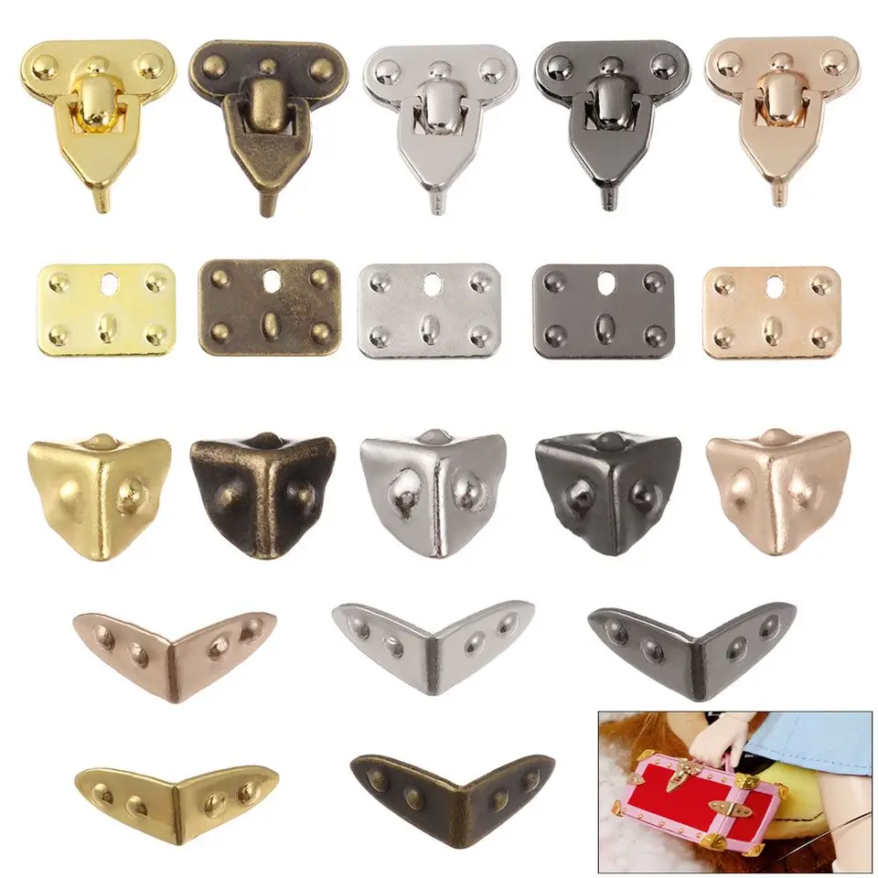 4ks 4 Štýly kufrový box batožinový príslušenstvo pre bábiky Tašky diely Trunk Locks Mini Metal Crafts Case Ochran