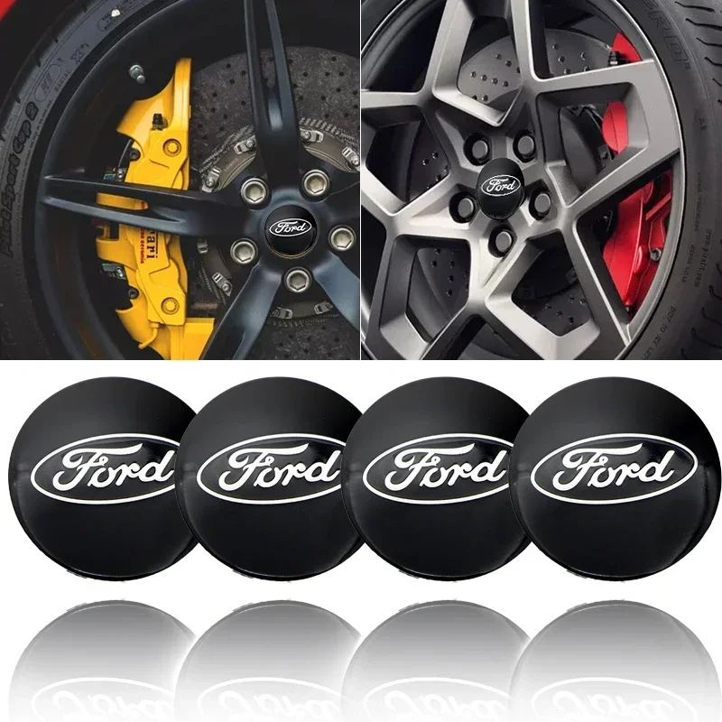 4ks 56 mm čierny automobil Center Center Hub Logo Logo Zmlátenie nálepky na nálepku kolies pre Ford Focus MK2 Mustang MK7 Auto Styling