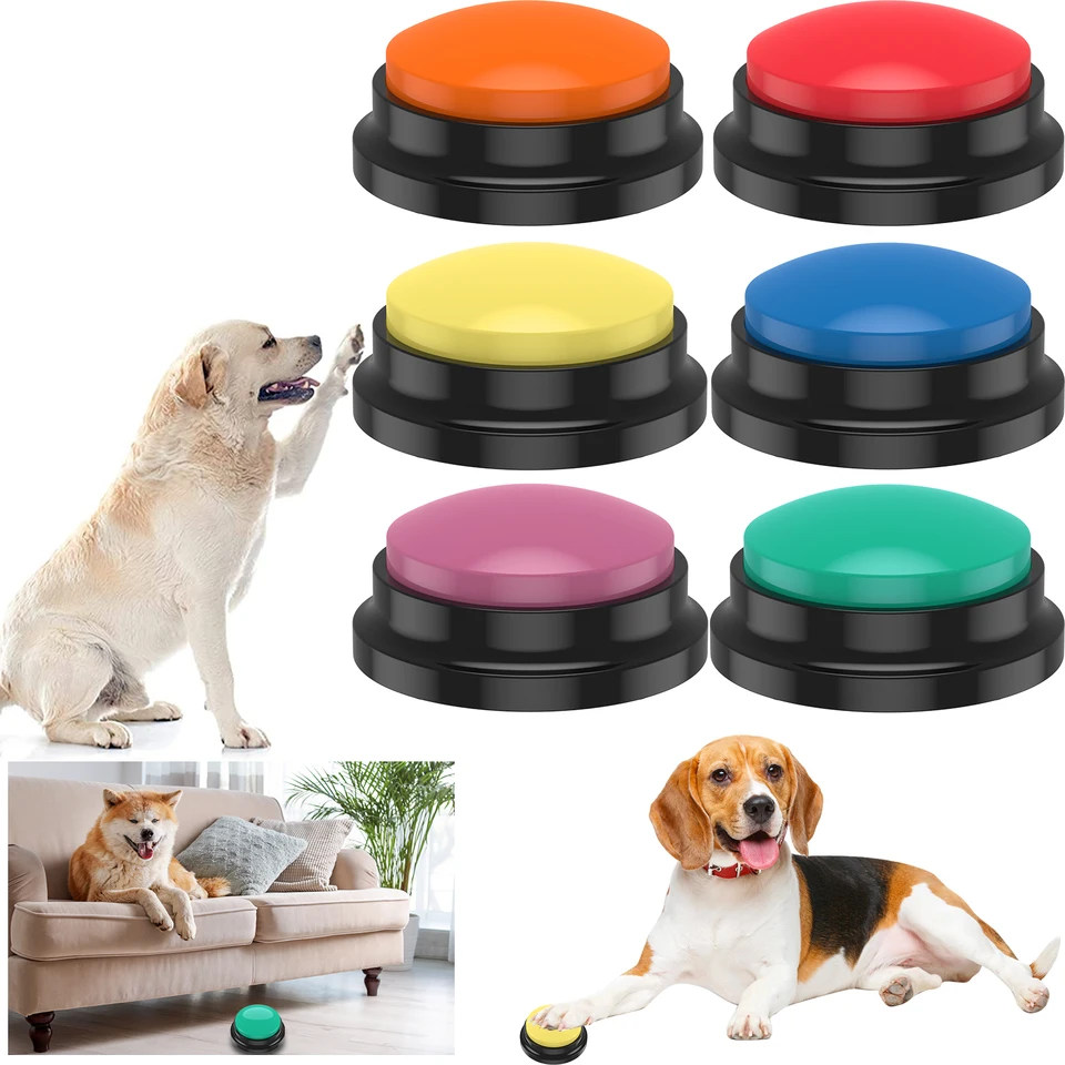 4ks/6ks psom Talking Gomger Gombial za nahrávacieho tlačidla psov Komunikácia Komunikácia farebné tlačidlá pre domáce zvieratá batéria PET Training