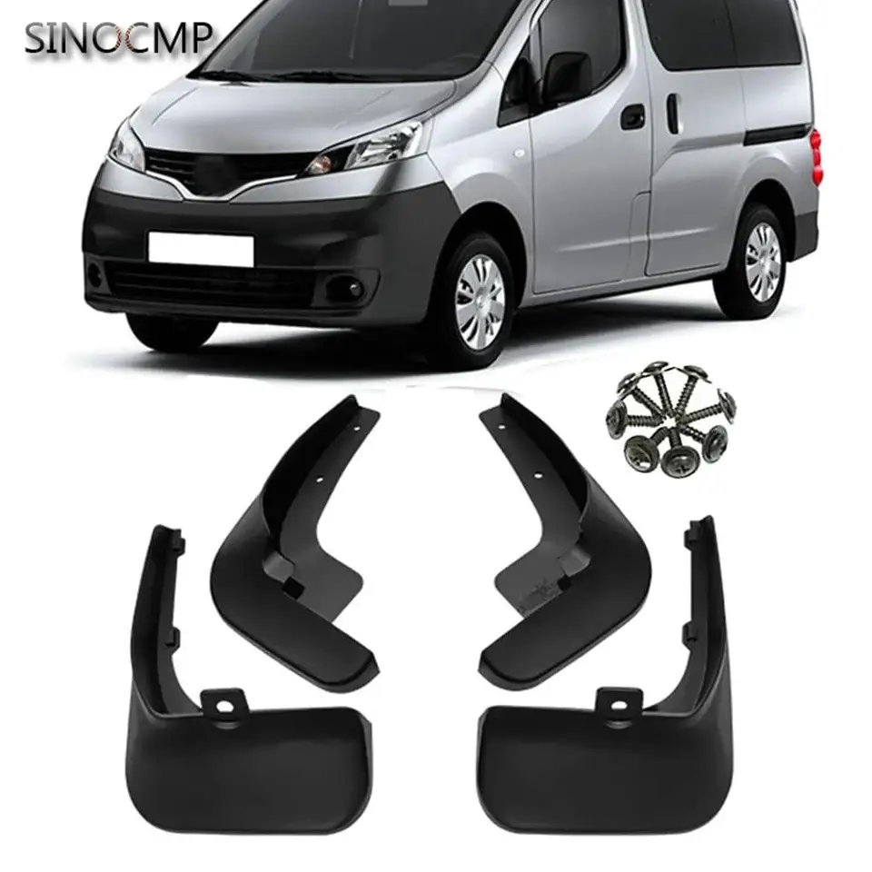 4ks bahenné klapky Mudguards Splash Guards pre Nissan NV200 / NV200 Vanette / Evalia 2010-2019