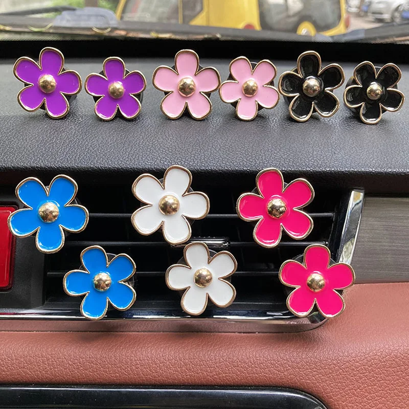 4ks Daisy kvetinové vôňu kvetinové sponky automobilu výstupné vetracie klipy Parfumy kondicionovanie vzduchu osviežovač aromaterapeuta difúzora Auto dekorácia