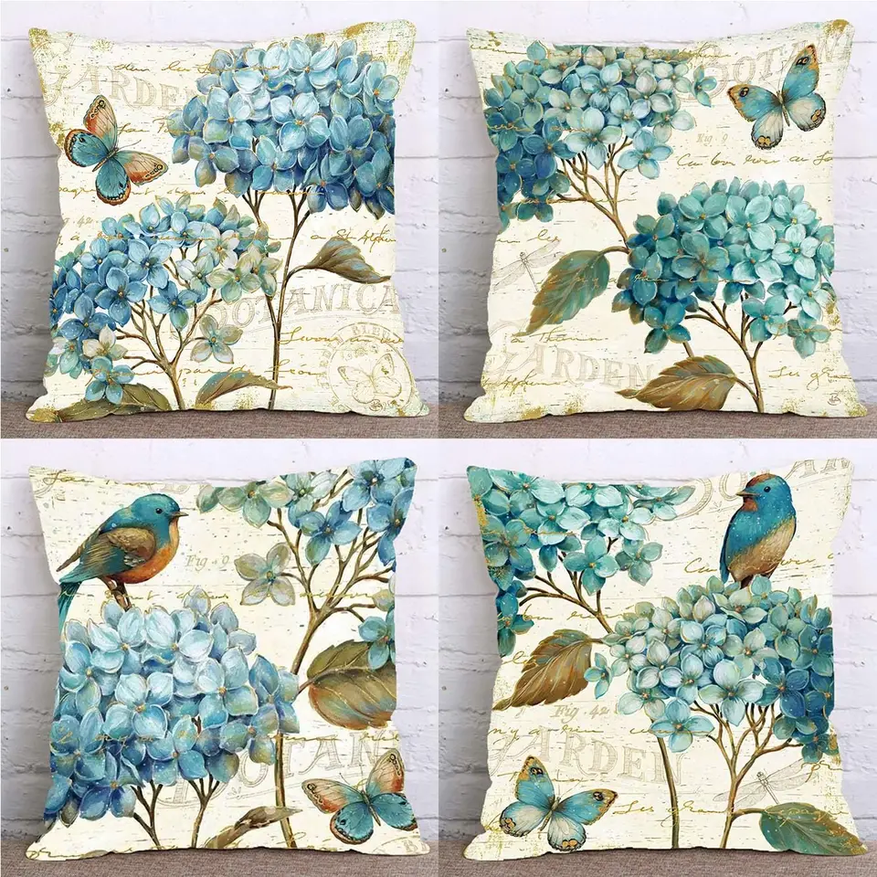 4KS Farmhouse kvet v vankúšu vankúš Spring Butterfly Bird vankúše pokrývať prázdninové dekorácie domova pohovka posteľ auta posteľná bielizeň 40x40