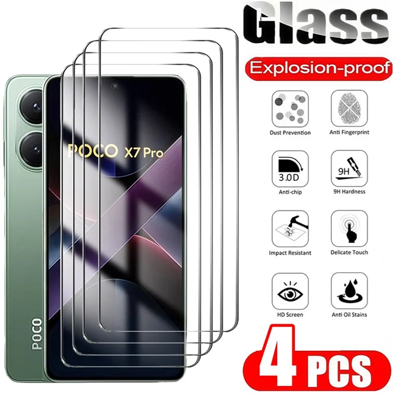4ks HD Chránič obrazovky pre Xiaomi Poco X7 F6 M6 x6 Pro 5G Temperované sklo pre POCO C65 C40 m5 m4 m3 x5 x4 x3 f5 f4 pro gt sklo