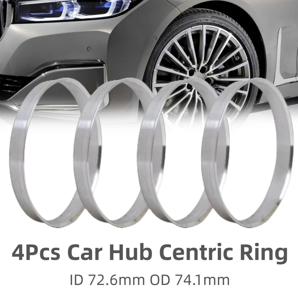 4ks hliníkové krúžky OD 74,1 mm až ID 72,6 mm pneumatiky Centrovanie nábojov Centric Centric Rings Core Center pre BMW
