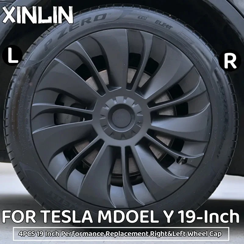 4ks Hubcap 19-palcové uzávery kolies Automobil Výmena uzáveru náboja plné doplnky krytu ráfika pre Tesla Model Y 2020-2024