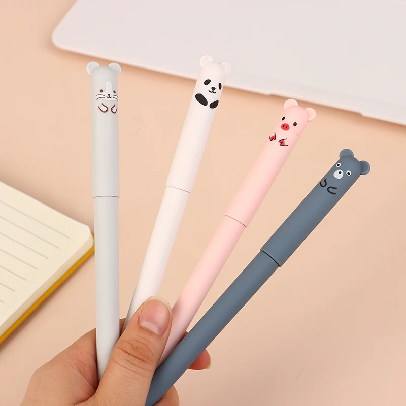 4ks kawaii Color Erasable Pen Set Cute Animal 0,5 mm gélové pero Office príslušenstvo Školské potreby kancelárskych potrieb