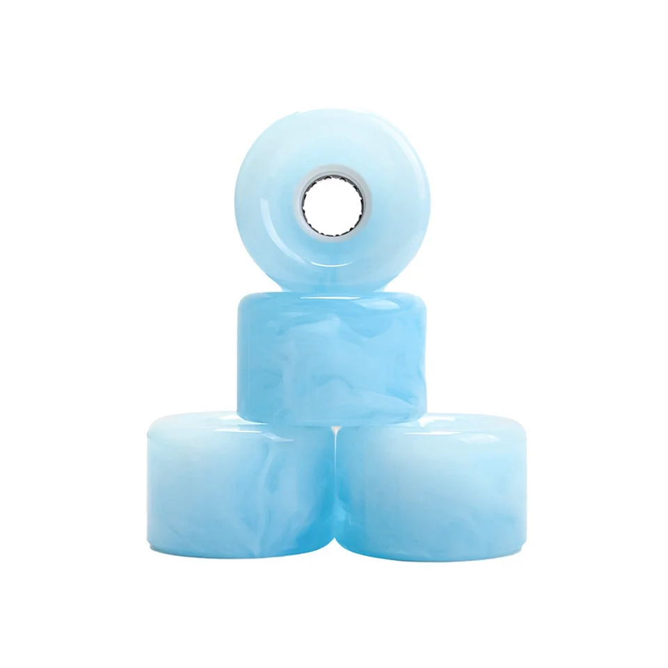 4ks Land Surf Board Svetlo kolesa, farebné trblietky PU koleso pre skateboard longboard, vysoké elastické kolesá surfovania modré