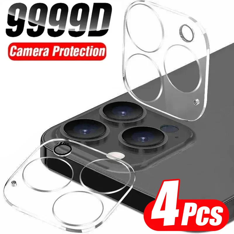 4KS Plné krycie fotoaparát Protector Protector Glass pre iPhone 11 12 13 14 15 16 16 Pro Max Temperované sklo pre iPhone 14 15 16 plus film