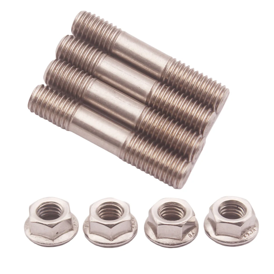 4ks/set 304 SS M8x1.25 Stud & Flange Nuts 42 mm pre T25 T28 Turbo Sump
