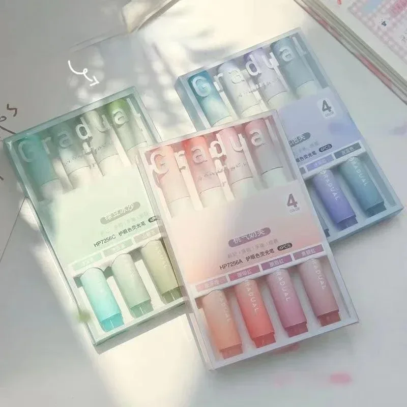 4ks/set farebný gradient zvýrazňovacie perá Kawaii Študenti Študenti Kreslenie pero kreslenie Nástroj Roztomilé školské kancelárske potreby