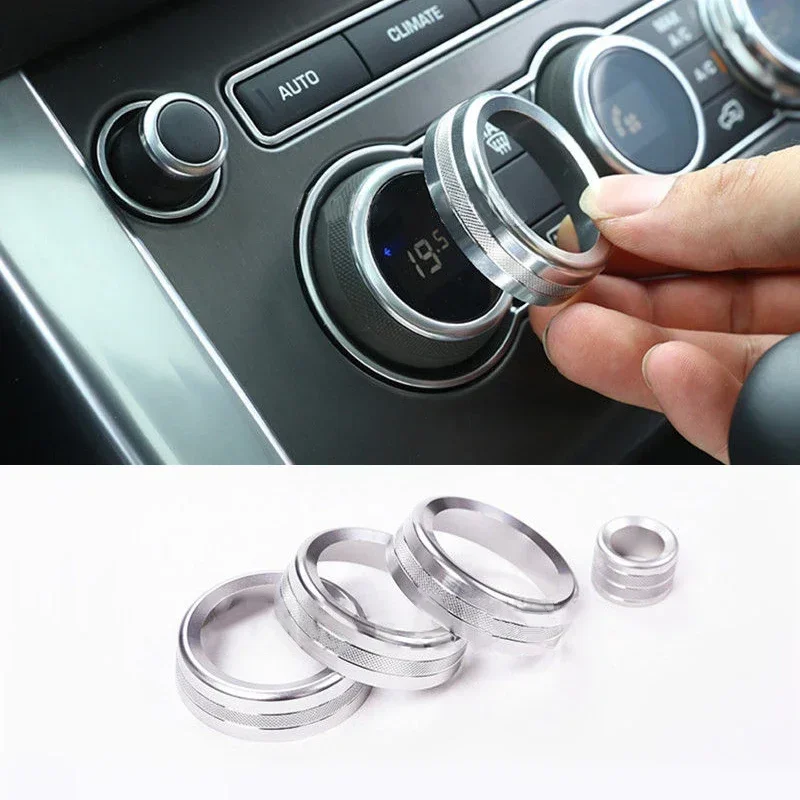4ks/set gombing pokrýva hliníkovú zliatinu striebro pre Land Rover Rover Rover L405 4ks Console Alimate Knob Cover 2013-2017 Nový