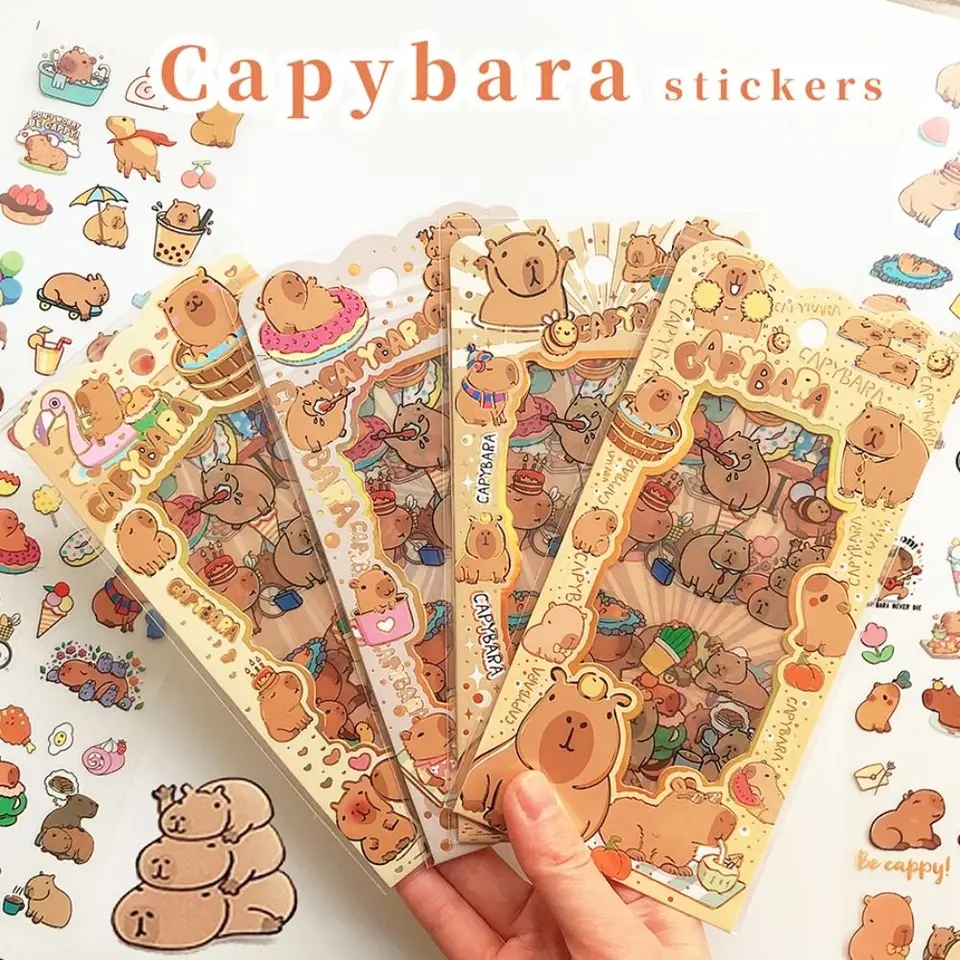 4ks/set kancelárske potreby Capybara Nálepky maľovanie roztomilých domácich majstrov koláž koláže dekorácie dekorácie Deti
