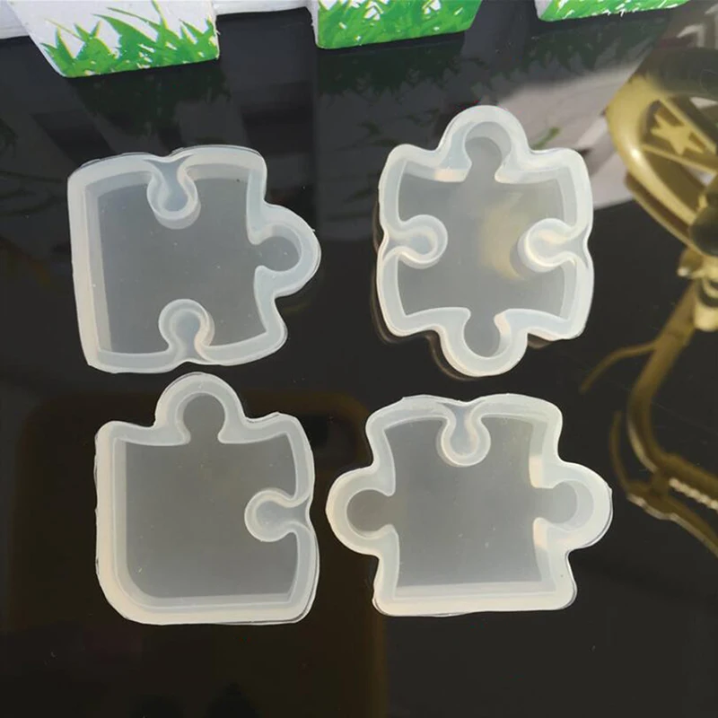 4ks/set puzzle diel gemstone kryštál epoxidová živici pleseň DIY šperky prívesok na výrobu nástroja Epoxy číry silikón