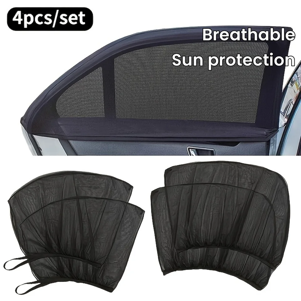 4ks/set Universal Fit Fit Auto Window Sun Shades Premium priedušná sieťová obrazovka pre optimálnu ochranu pred slnkom a krytie súkromia Amagi