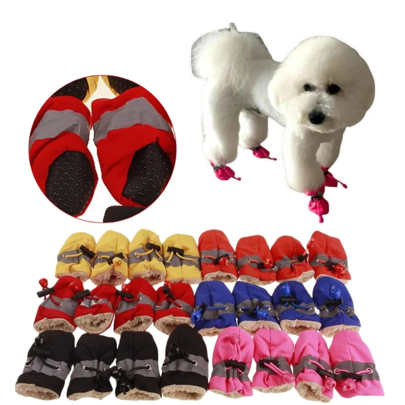 4ks/set Warm Winter Pet Dog topánky Vodotesné šteniatko Ochranné protišmykové odevy pre šteniatko pre malé psie šteniatko ponožky