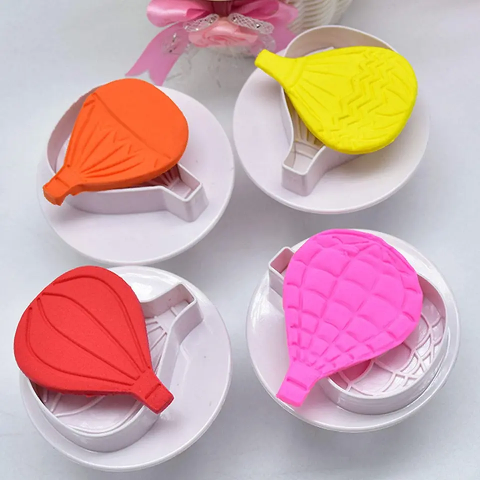 4ks teplý vzduch balóny Fondant Cutter Set plastový cookie sušienka pleseň pre bábätko
