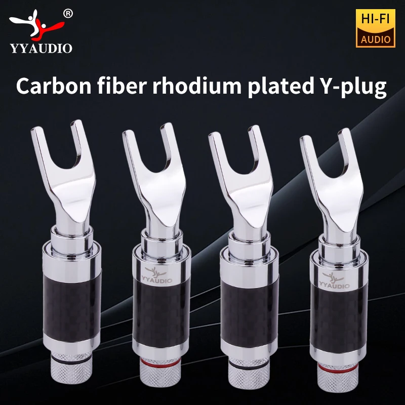 4ks U/Y typu Banánové zástrčky z uhlíkových vlákien Connenctor Rodium Rodium Plated Spade Reproduktor banánové zástrčky pre akustický zvukový adaptér Jack