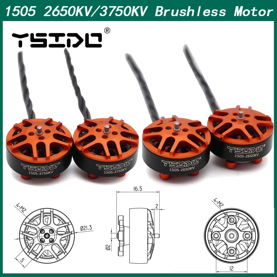 4ks ysido 1505 2650KV 3750 kV Elektrické 3-6S bez kefy Motor Light Hmotnosť pre RC FPV Racing 2,5 -3,5 palca Cinewhope Drones