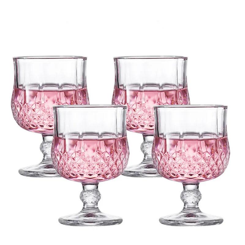 4KS Červené okuliare na víno sada Diamond Painting Glass Cup Crystal Whisky sklenené hrnčeky Vodka bar Party Party