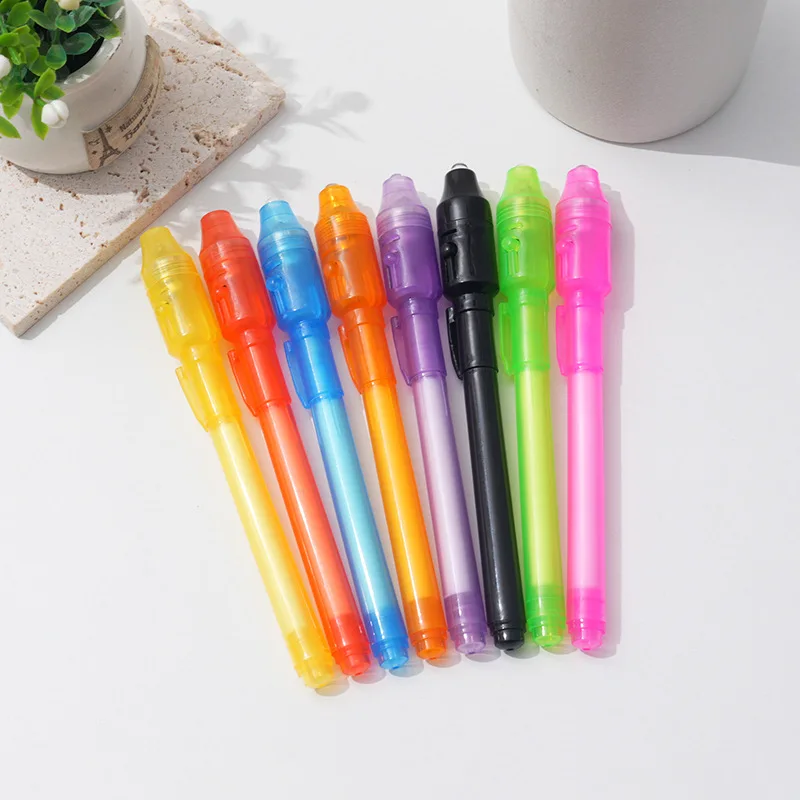 4ks/šarža Luminous Light Pen Magic Purple 2 In 1 UV Čierne svetlo Kombinácia Kreslenie neviditeľné atramentové pero vzdelávacie hračky pre dieťa pre dieťa