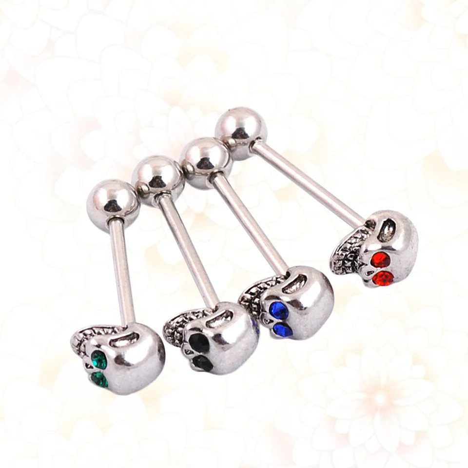 4ksoviny z nehrdzavejúcej ocele Diamonds Diamonds Diamonds Rings Barbell Piercing jazykové tyčinky tela vnímanie šperkov (červená, modrá, zelená, čierna)