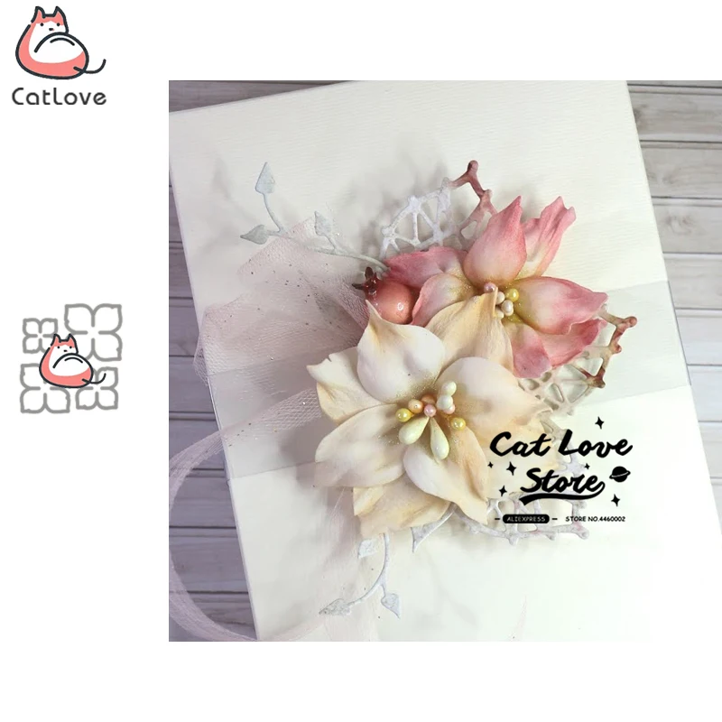 4ksové kvetinové série kovové rezanie matrice scrapbooking šablón dekoratívne remeselnícke reflexing die cuts karta Výroby nových matríc na rok 2019