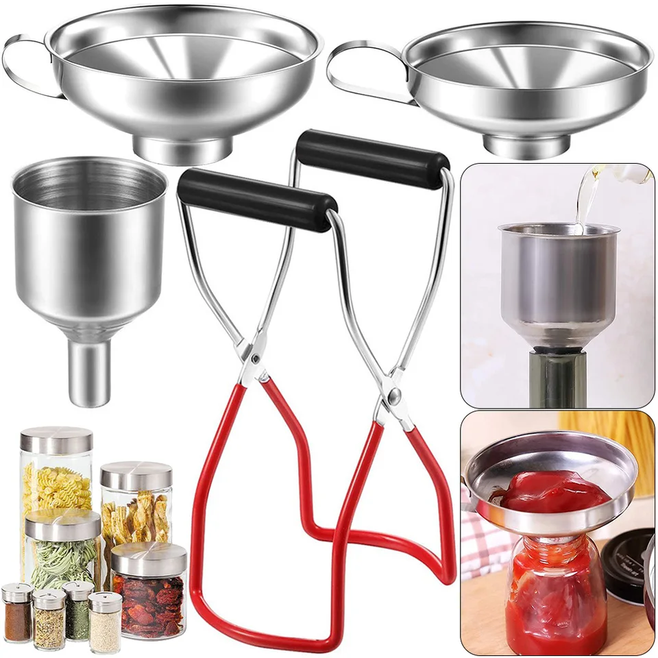 4ksové lievik z nehrdzavejúcej ocele dokáže zdvíhanie klieští konzervujúce lievik Hoppers Filter konzervárenský jar zdvíhač s priľnavosťou Mason Jar Glaster