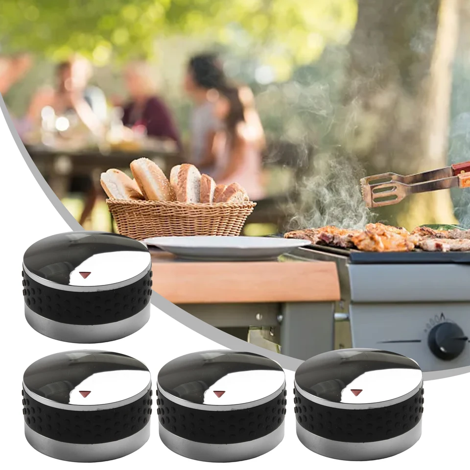 4ksové ovládacie gombíky Výmena plynového rozsahu rúry Grill Grill 50/58 mm okrúhly plynový gril ovládacích gombíkov plastový chrómovaný chróm