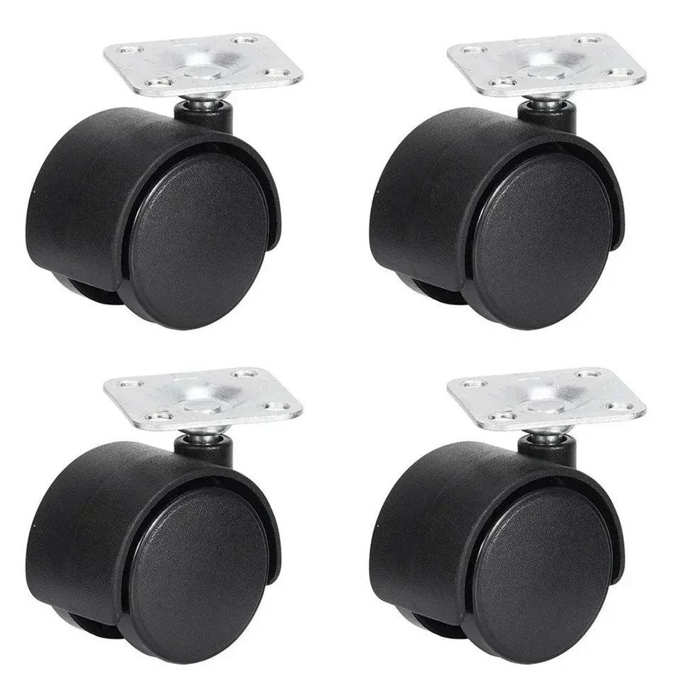 4ksový kolesový nábytok Caster Caster 40 mm Plate Otočné kolesá Vymeňte valček na stoličku na ochranu proti stoličke Hardware Tichá brzdová ochrana