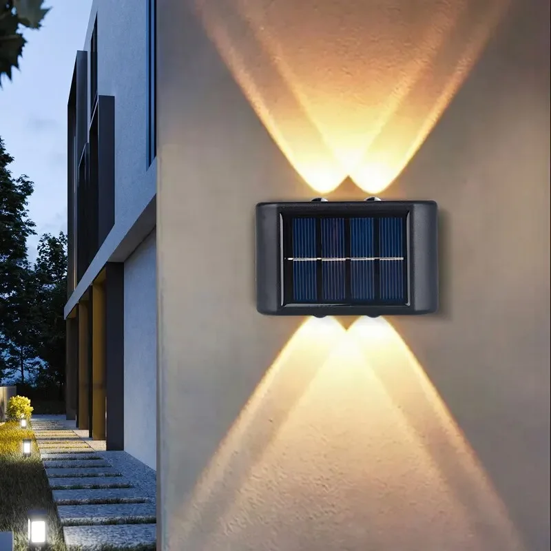 4led korálky nahor a nadol Svetlo solárne vodotesné nástenné svetlo pre záhradu Courtyard Garport