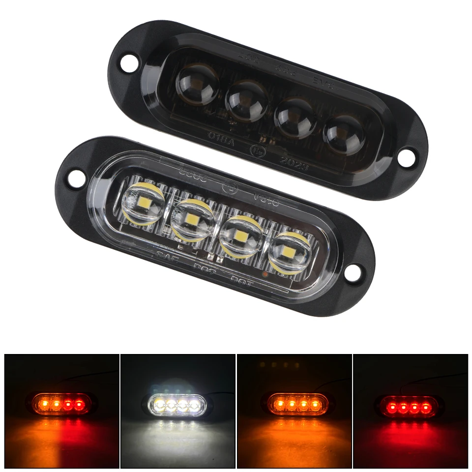 4led LED bočné ľahké autá Trailer Trailer Beacon Lamp Varovné svetlo DC 12V 24V Marker Light Witerproof