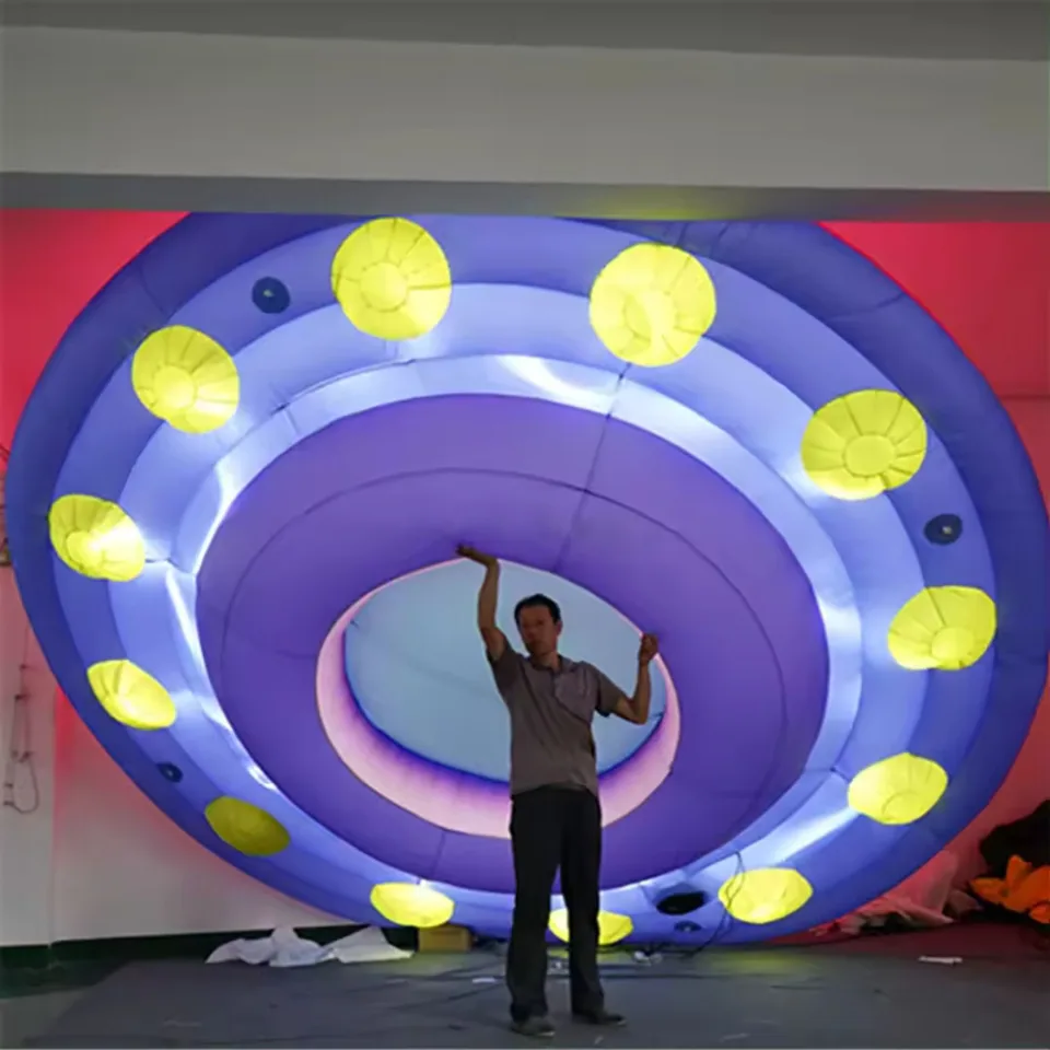 4M Giant nafukovací nafukovací osvetlený mimozemský kozmický kozmický vzduch Air Blow UFO s bielym LED svetlom Nočného klubu Nightclub Stage Decoration Advertising