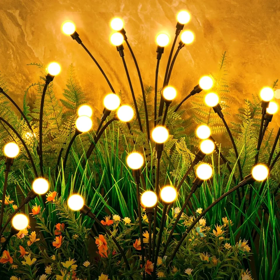 4pack solárne záhradné svetlá Firefly osvetlene 8led Outdoor Pathway LED svetlo vodotesné vianočné dekorácie na chodníky na trávu terasy na lodeniciach