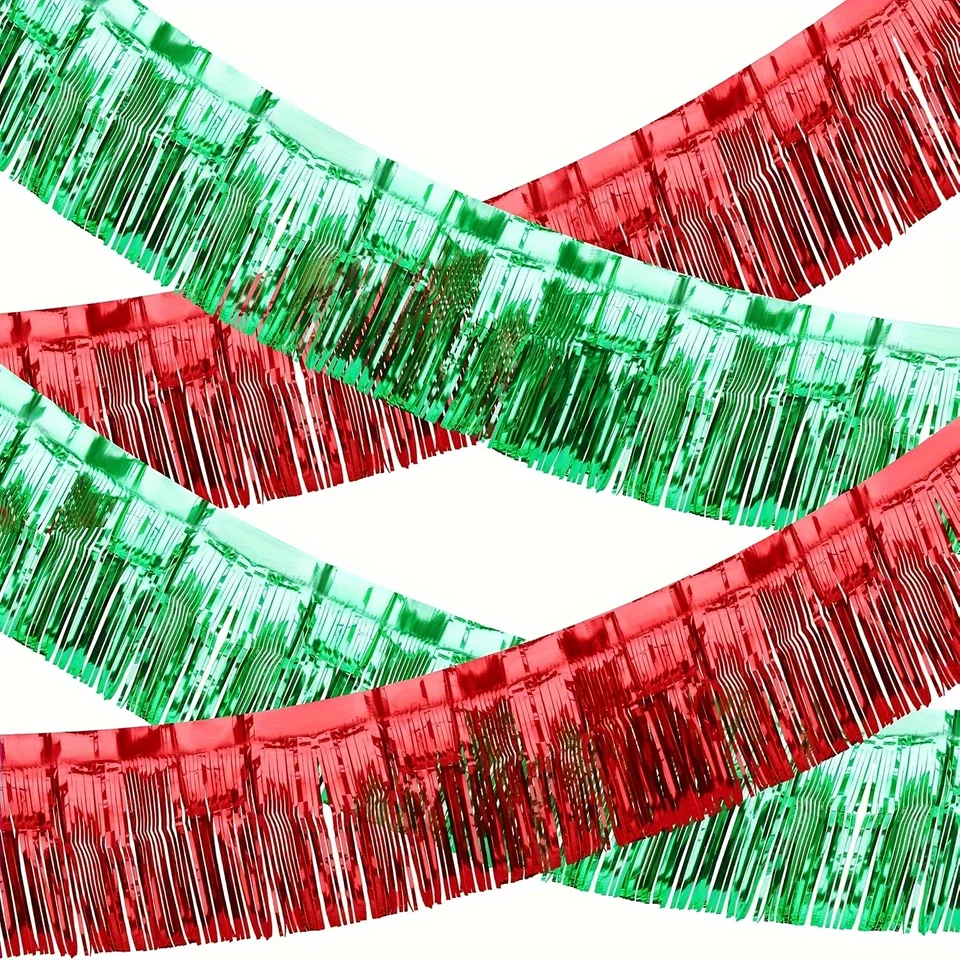 4pack červená zelená dúhová dúhová kovová fólia Fop Fringe Girland Float Fringe Fringe Leskiny Leskiny Tassel Foil Foil Float Parade Float Ozdoby