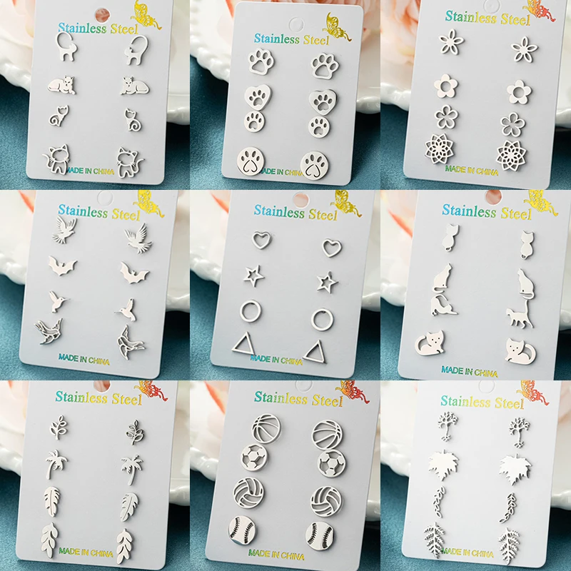 4Pairs/veľa roztomilých mačiek módne šperky módne šperky Bohemia Daisy mandala kokosové palmové náušnice psie psie gombíky novoročné darčeky