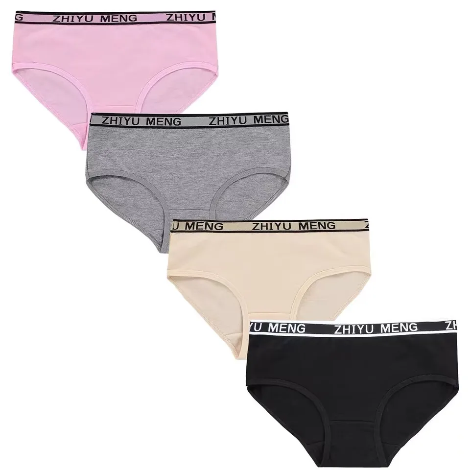 4PC Girls Underwear Cotton 8-12-14 rokov staré športové listy Priedušné nohavičky Žiaci Teenater Girls Slifs