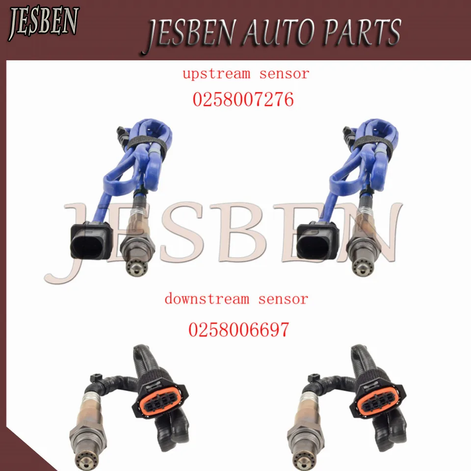 4pcs 0258007276 0258006697 Predný zadný lambda sonda O2 Oxygenový senzor pre Porsche 911 997 3,6 GT3 Boxster 987 2.7 2004-2009