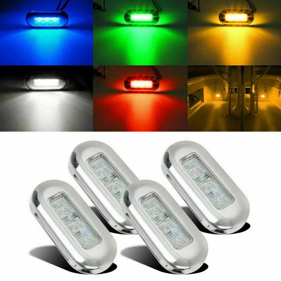 4PCS 12V 3-LED zdvorilosť ľahkej jachty námornej lode Palubná lampa vodotesná loď Transom Light Aisle schodisko Light Boat Adsessory