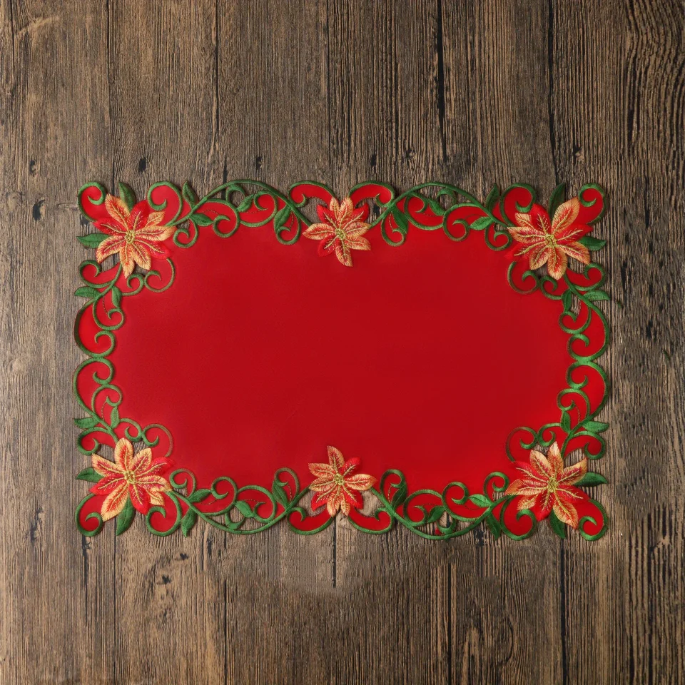 4pcs 28x43cm Vyšívané vianočné tlačené obrusy Party piknik retro štýl stolové dekorácie