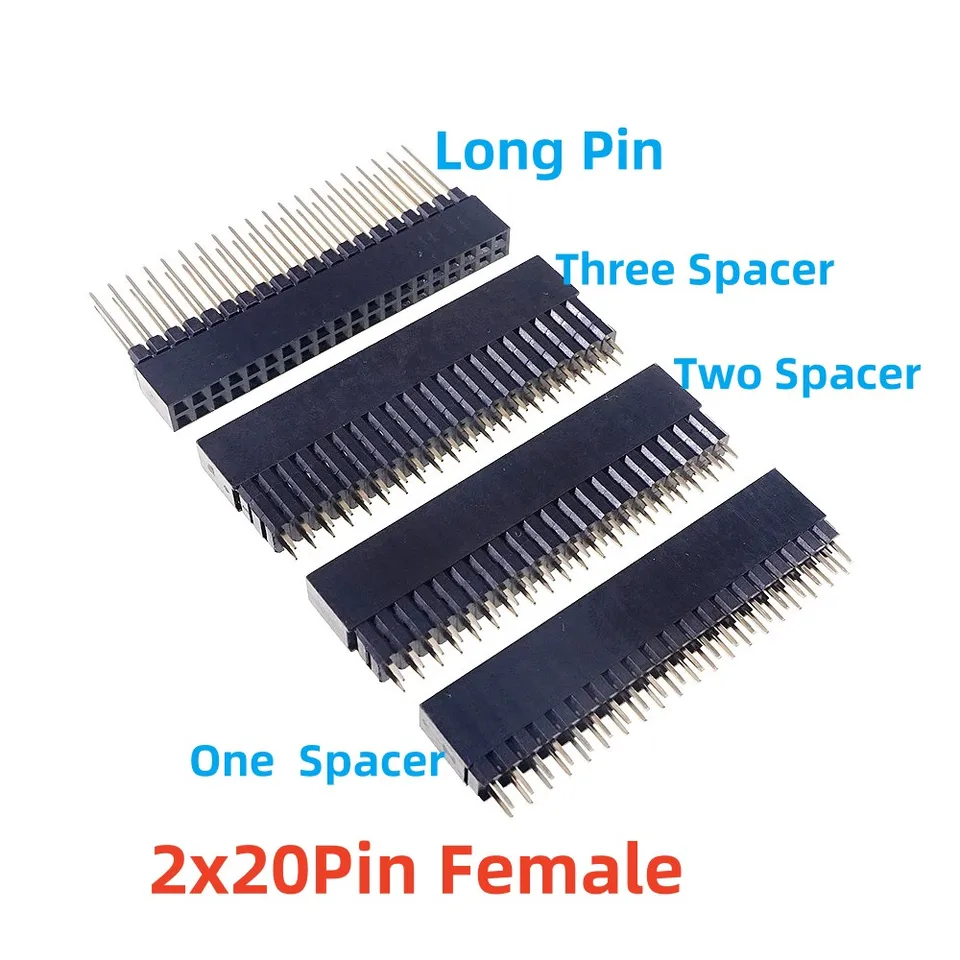 4PCS 2x20 PINFICKÉ ZÁKLADY 2,54M Pitch Extra Tail DUAL ROW Dlhý kolík ONE TROJ TROJ TROJ SPACER CONKEKCIU PRIPOJENÉ PRE RASPBERRY PI