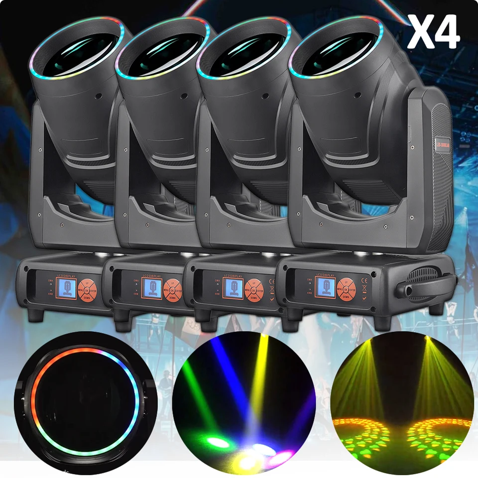 4pcs 300W LED lúč LEAM Múchanie hlavy svetlo DMX512 RGBW 14 GOBO Effects Dual Prism Strobe Focus For Events Clubs Strany DJ Bary