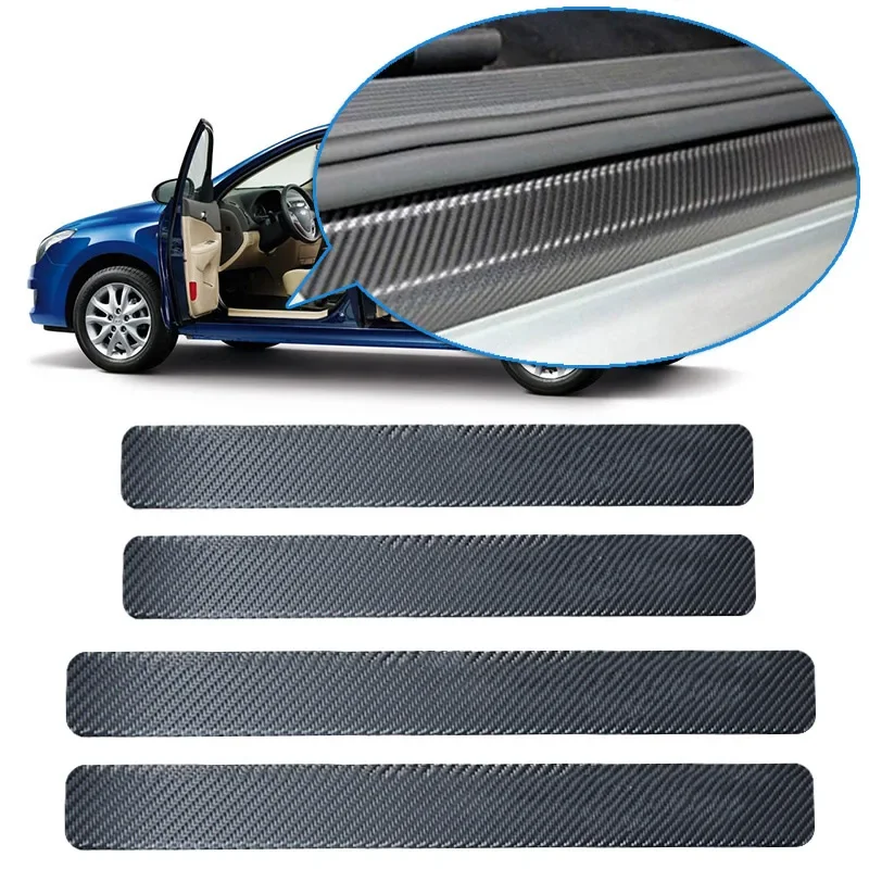 4pcs 60x6.8cm Dvere automobilu proti kicks nálepky Scruff Anti Scratch Carbon Fiber Automatické nálepky na dvere Styling