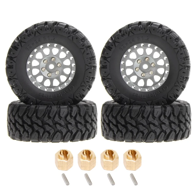 4pcs 62x24mm 1,2 palca kovové koleso s pneumatikami kolesa pre 1/18 1/24 RC Crawler Car Trx4m Axial SCX24 AX24 FCX24,4