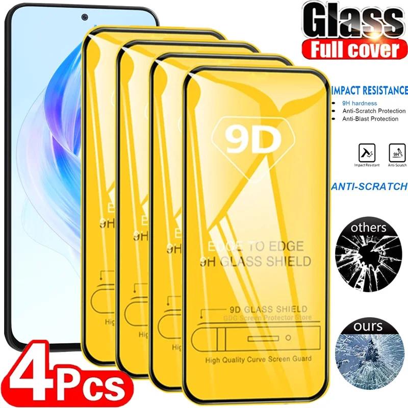 4pcs 9d Ochranta na obrazovke s plným krytom pre Honor 90 200 Lite Clear Templeted Glass na česť x8b x7b x7a HD Ochranné sklo