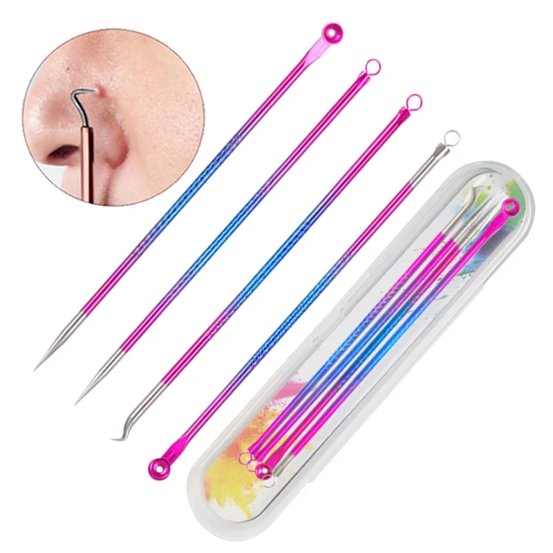 4pcs akné čierna hlava Comedone čierna škvrna pupienka vina odstraňovača starostlivosti o pleť Ženy Krása Ošetrenie akné Póry čistiaci prostriedok na ihlu
